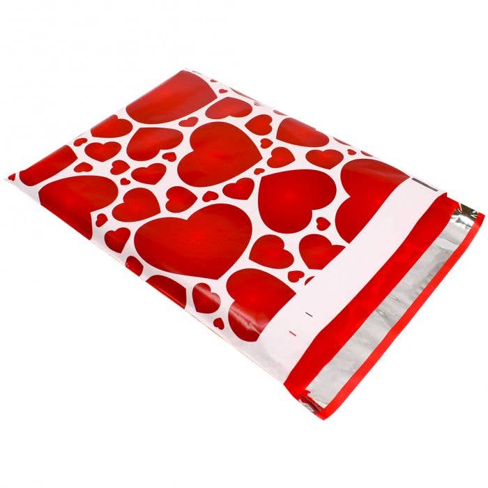Eleven Fashion - Wholesale Envelopes - 10x13 Red Hearts Poly Designer MailersÂ