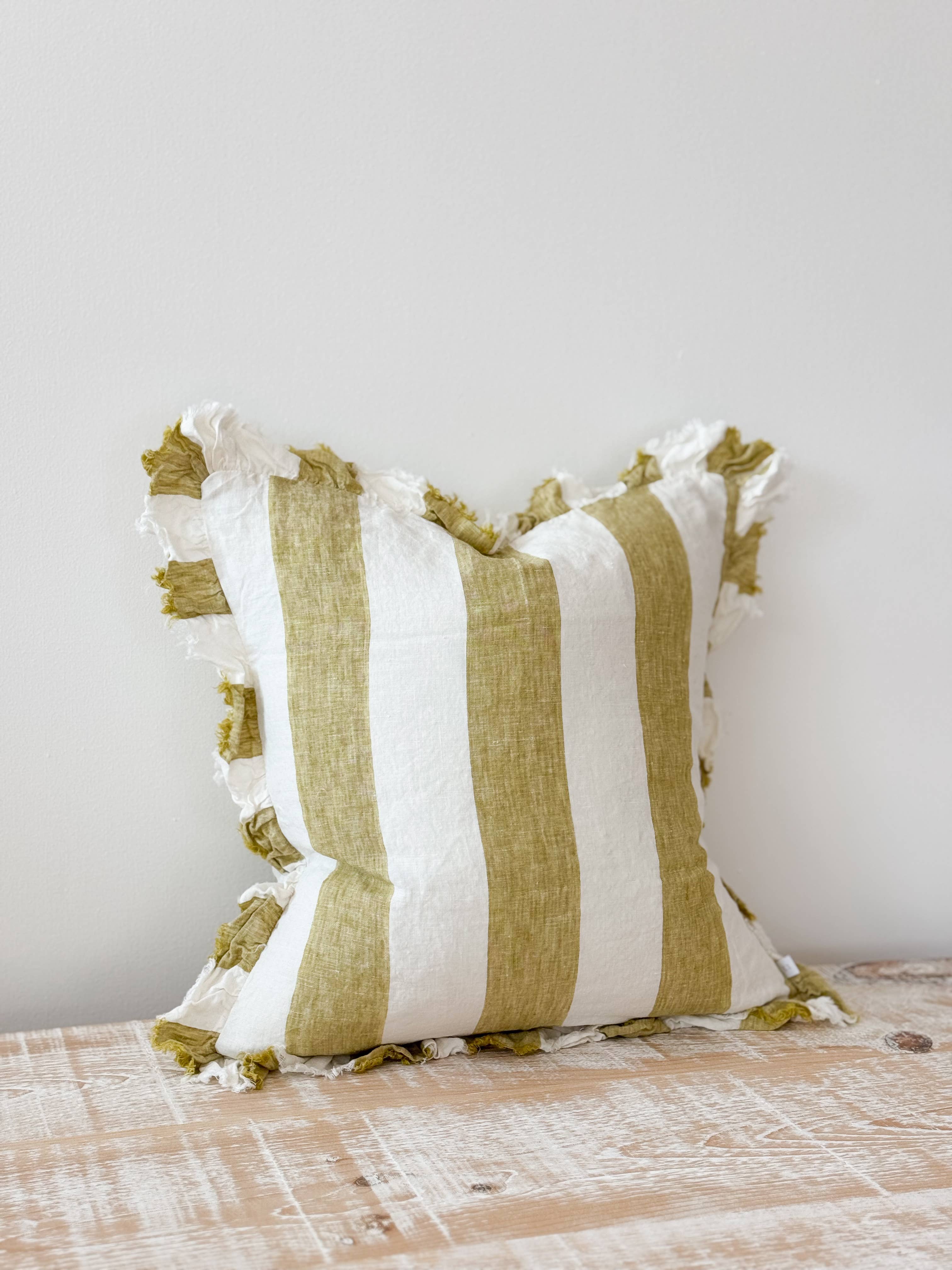Ellenvale Trade - Wholesale Throw Pillow Cover - Hallie Light Olive Wide Stripe Cushion Cover, 45x45cm2