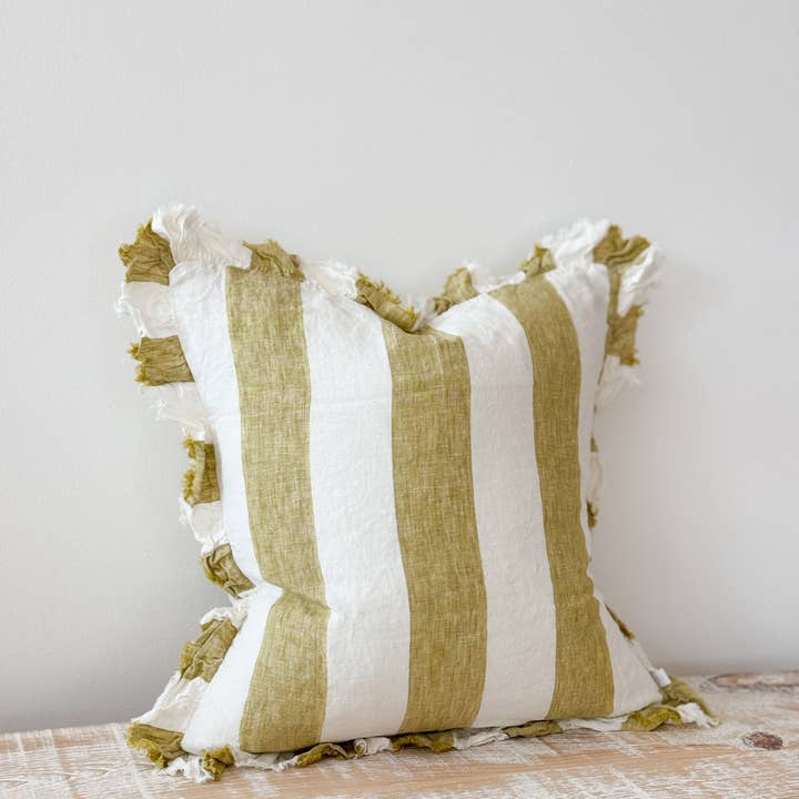 Ellenvale Trade - Wholesale Throw Pillow Cover - Hallie Light Olive Wide Stripe Cushion Cover, 45x45cm2