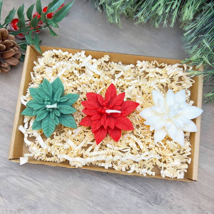 Christmas Poinsettia Tealights - Christmas Candle Gift Set for wholesale by Eli and Things