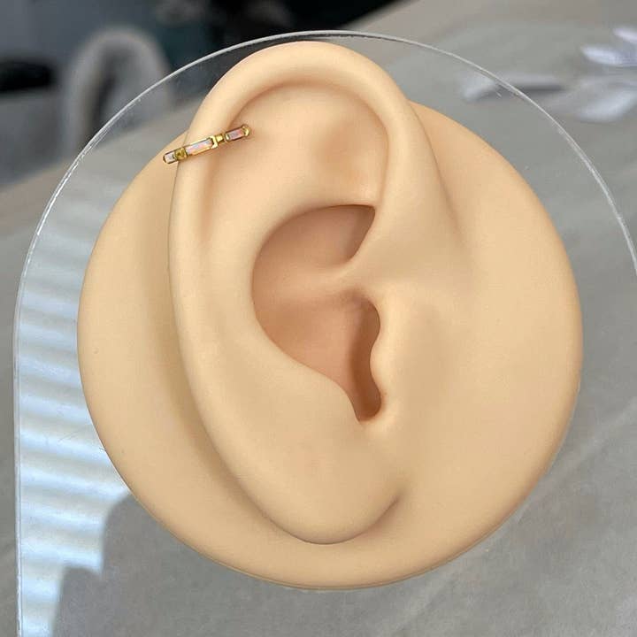 Elara Body Jewelry - Wholesale Single Earring - Gold Opal Conch or Helix Earring (16G | 8mm or 10mm | Titanium | Several Color Options)6