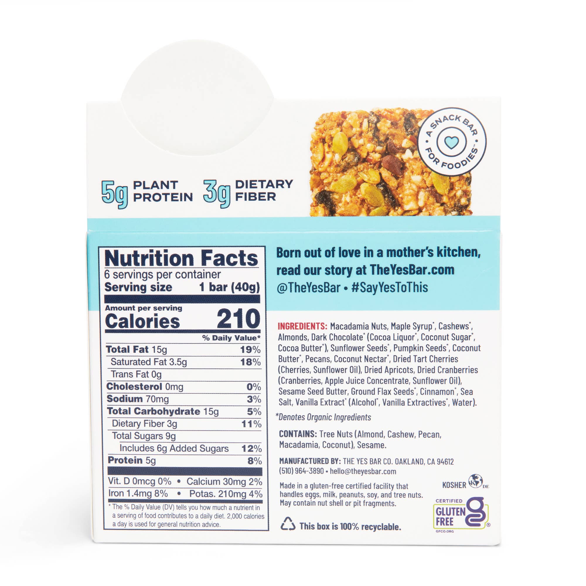 YES Bar® - Low Sugar Snack Bars – Großhandel Snack-Riegel – Macadamia-Kirsch-Schokolade - Premium-Snackriegel aus echten Zutaten6