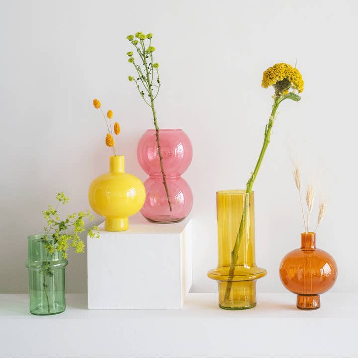 Jaune Vase en verre recyclé jaune jaune en vente sur Faire2