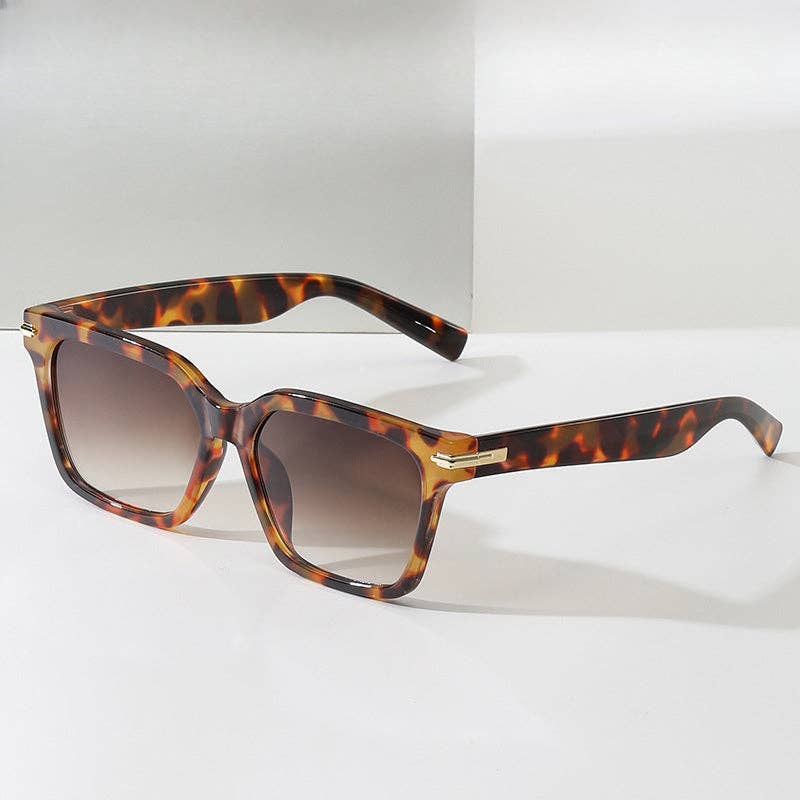 WoodWristCo - Wholesale Sunglasses - Women's - Fashion Square Frame Leopard Print Sunglasses2