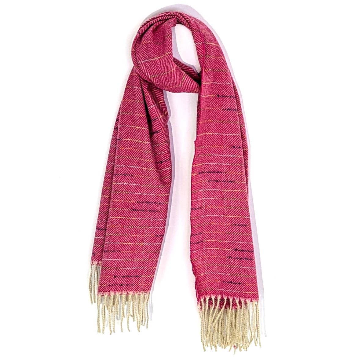 Tempest Designs – wholesale Scarf – Women's – Subtle herringbone scarf with multi coloured fleck and twisted tassels1