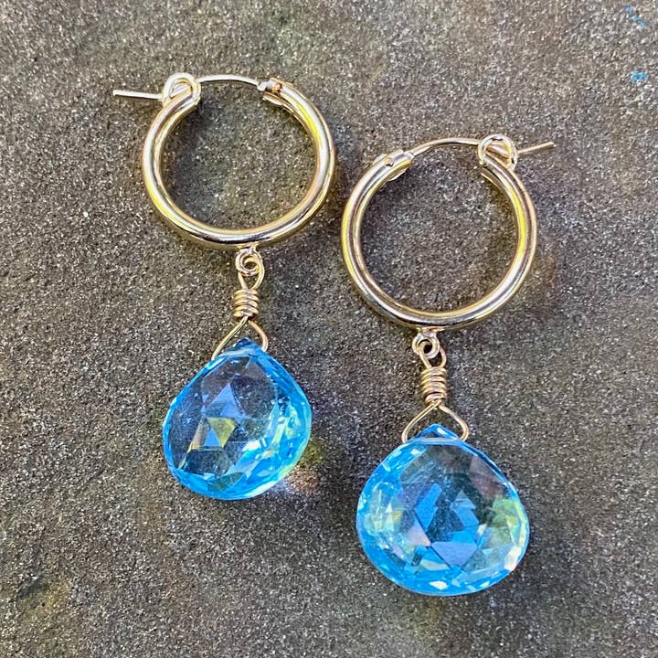 14K GF Gemstone Huggie Hoops for wholesale by Beshea Beshea