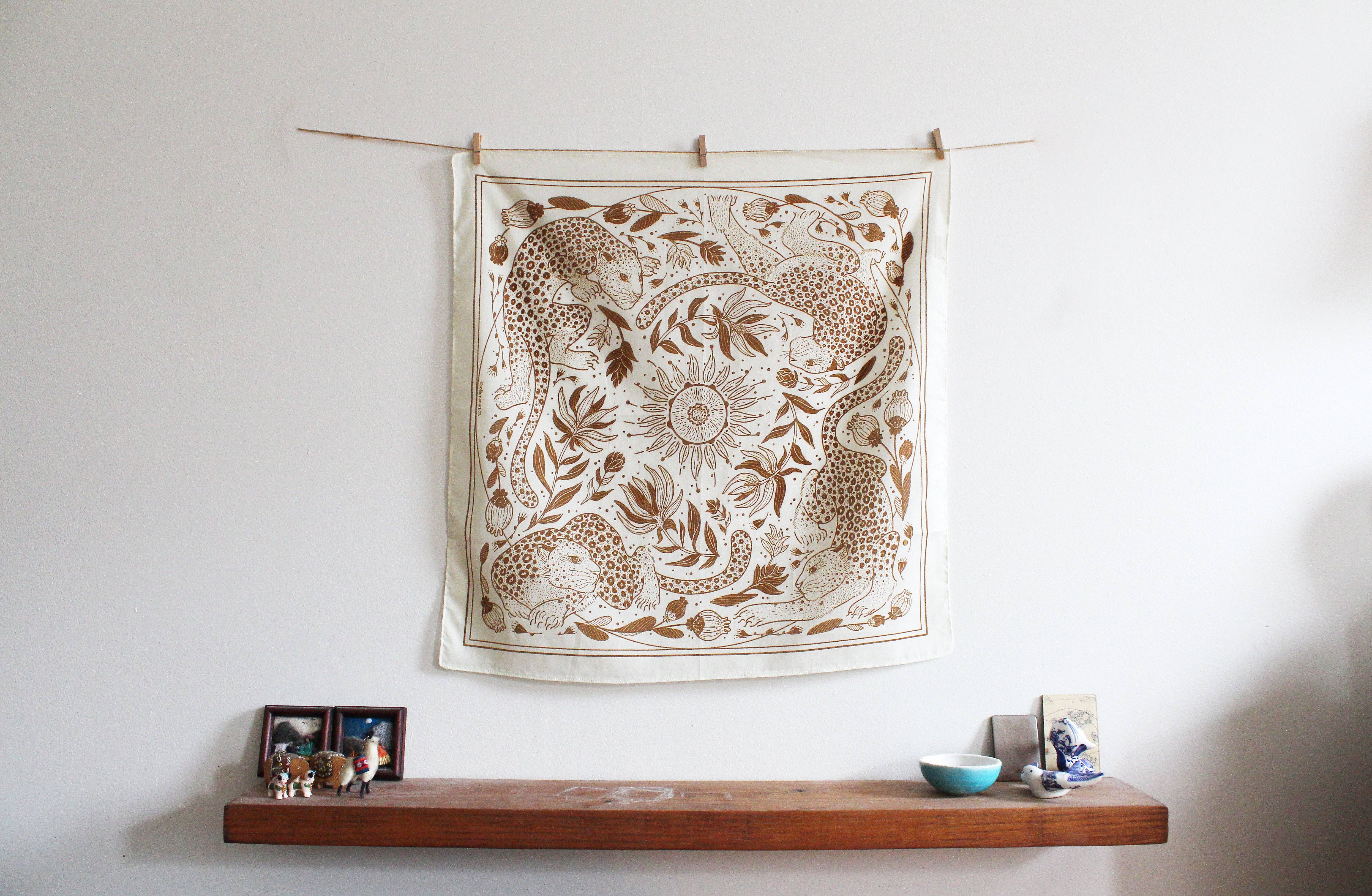 sol&mar art co. - Wholesale Bandana - Unisex - Leopard, and the Sun Bandana Scarf (Off-White/ Redesigned)8