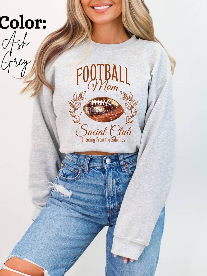 Football Mom Social Club Disco Ash Grey Sweatshirt for wholesale by MVP Tee Shop Wholesale