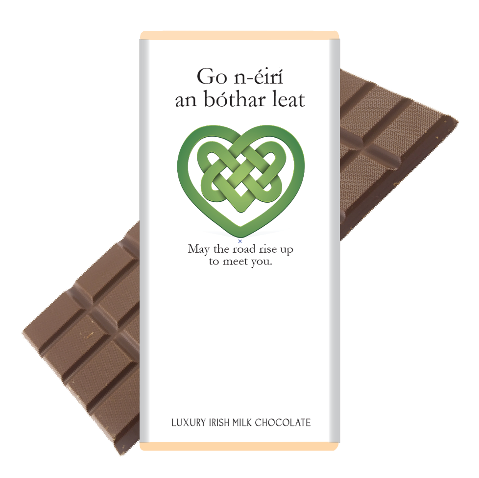 Sweet Living Kilkenny - Wholesale Chocolate Bar - Go n-éirí an bóthar leat.May the ... (Celtic heart design)1