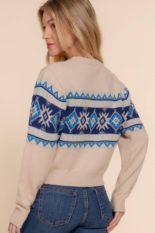 Vanilla Monkey - Wholesale Knit Sweater - Women's - Fair Isle Pattern Jacquard Sweater Top2