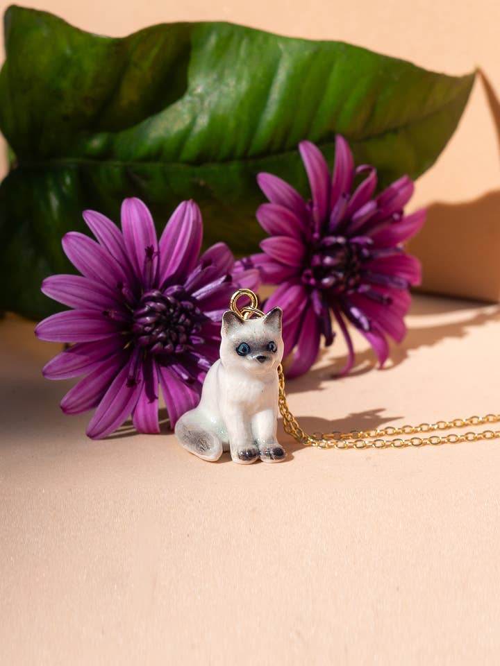 Tiny Otis Sitting Cat Necklace for wholesale by Peter and June