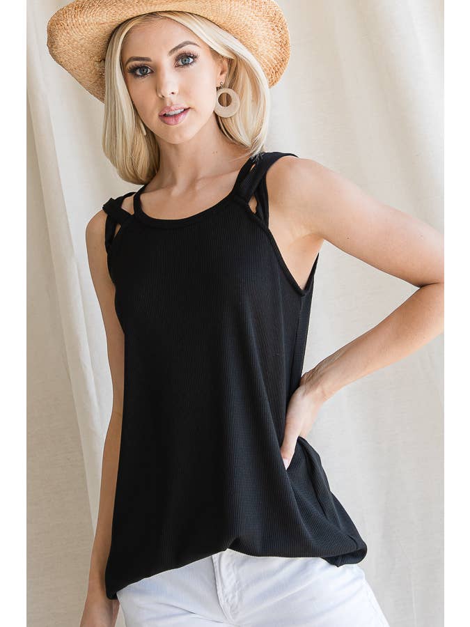 7th Ray - Venta al por mayor Camiseta sin mangas - Mujer - Top de Tirantes con Detalle de Correa en el Hombro de Punto Térmico T239516