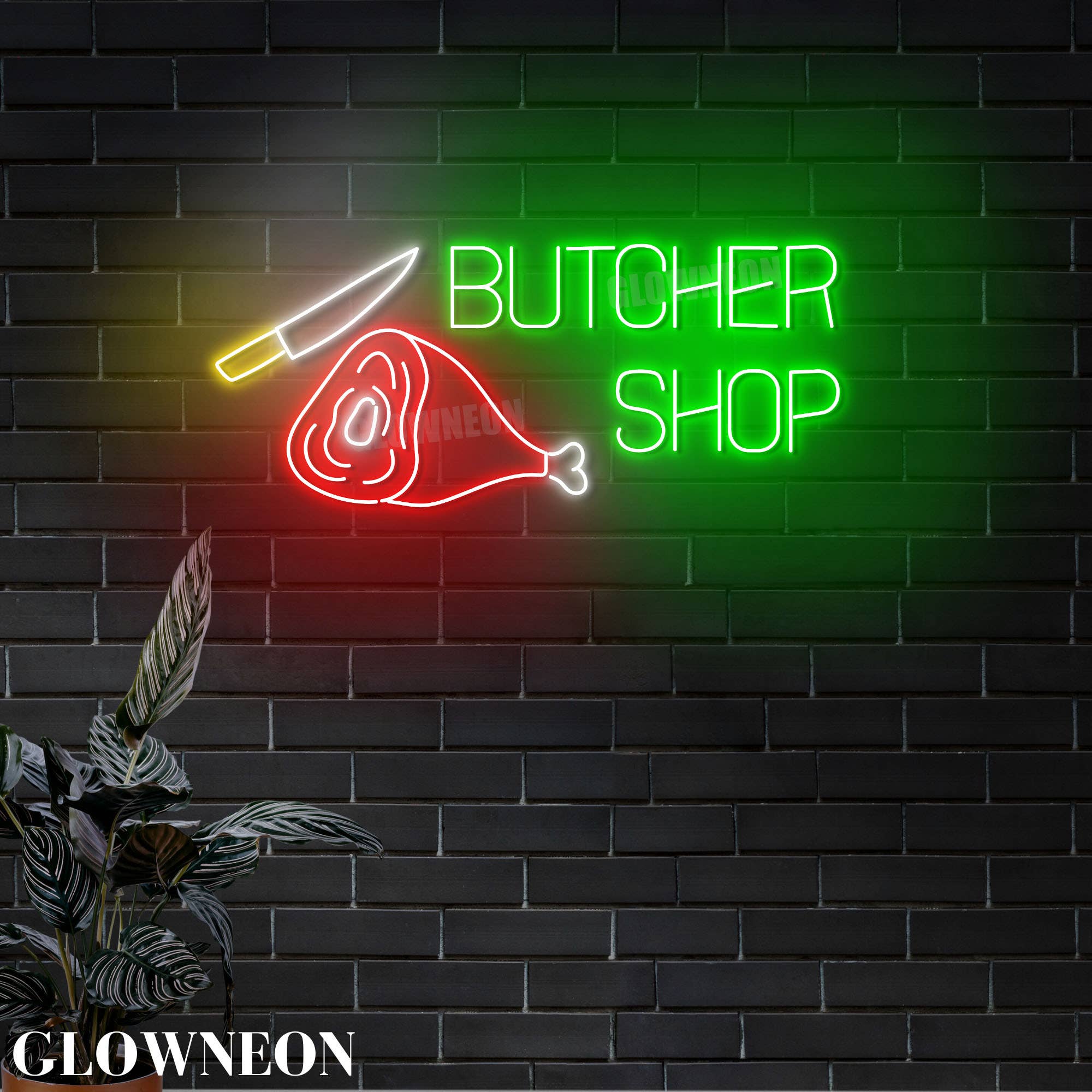 Glow Neon - Wholesale Neon Sign - Butcher Shop Wall Neon Light, Meat Shop Butchery Wall Decor0