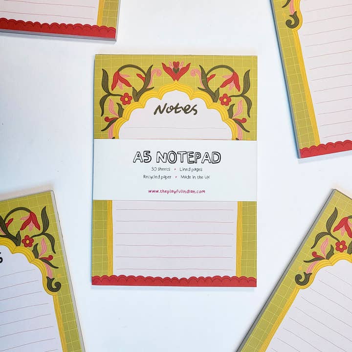 Floral Jharokha A5 Notepad for engroshandel hos The Playful Indian