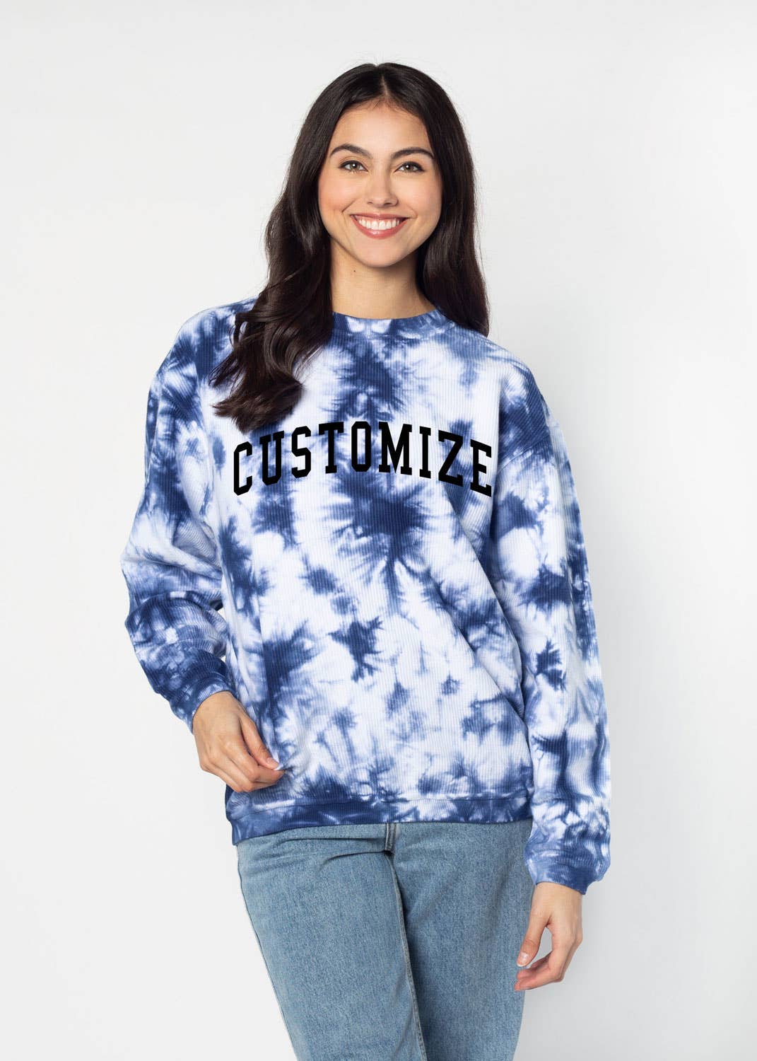 chicka-d – Großhandel Sweatshirt mit Grafikdruck – Damen – Die originale Custom Graphic Corded Crew, Collegiate Arc32