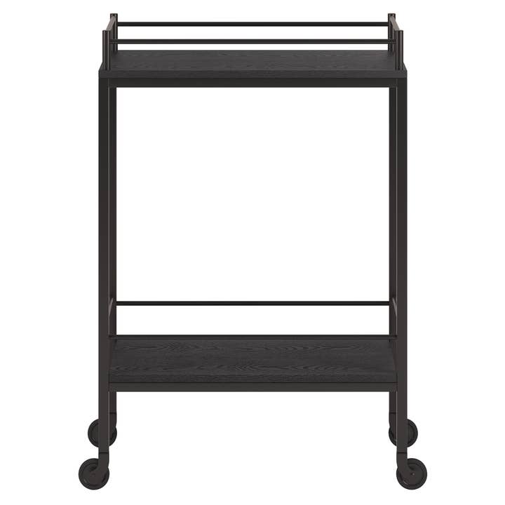 HomeRoots - Wholesale Bar Cart - Black Steel Rolling Bar Cart