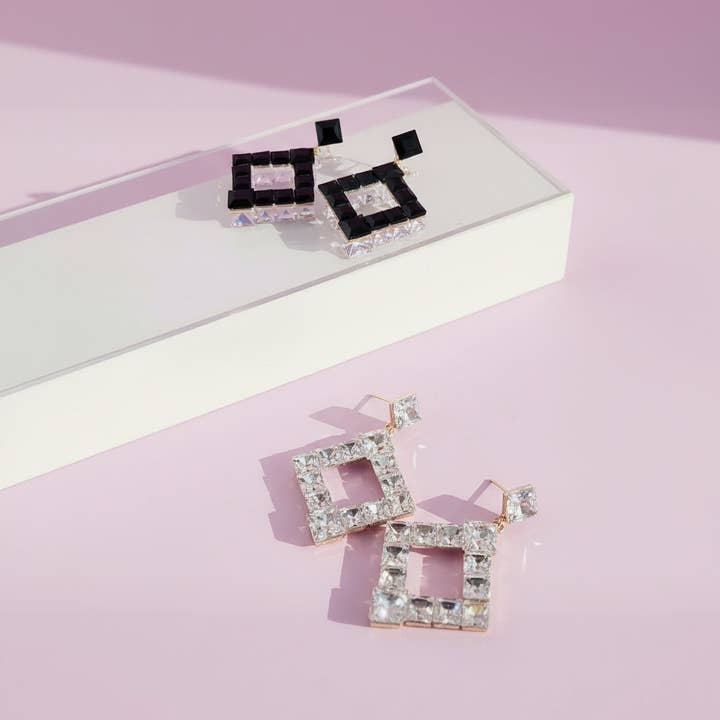 Arya Jewellery Wholesale – wholesale Dangle earrings – Square Cut Crystal Drop & Dangle Earrings2