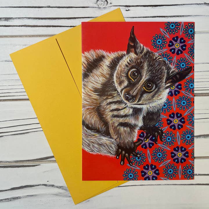 Woollybear Travels – Großhandel Grußkarten für den Alltag – Afrikanische Tier-Grußkarte — Gizmo the Bushbaby2