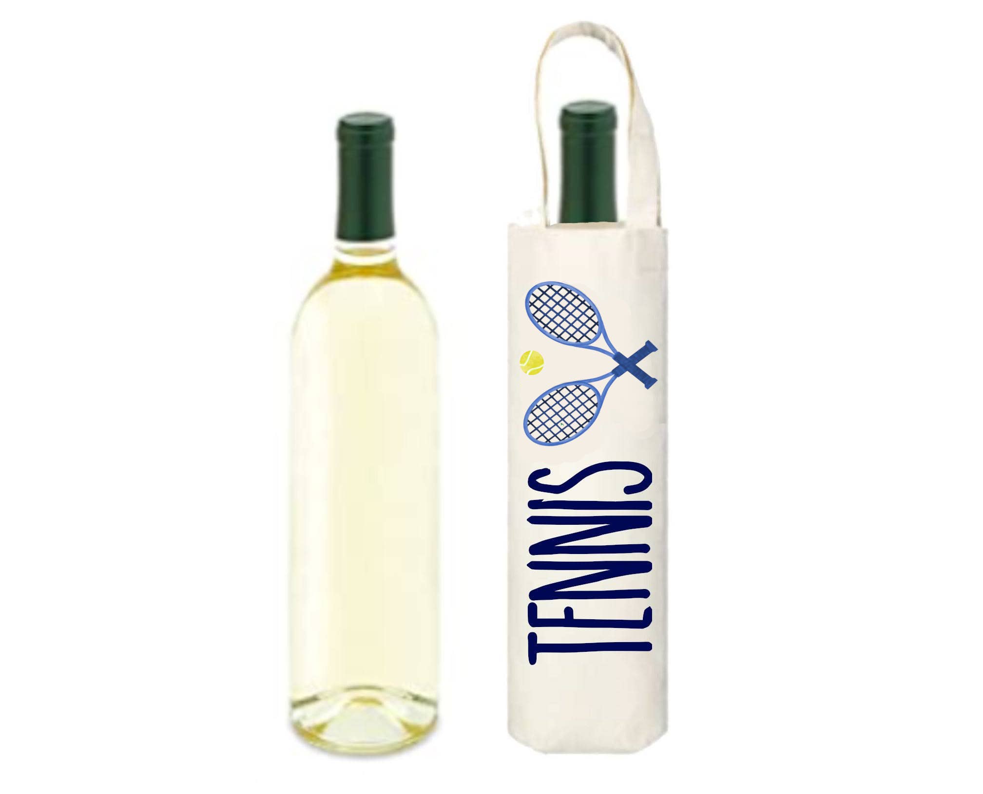 Peachy Pendants - Wholesale Wine Tote - Cotton Wine Tote - Tennis (Choose Design)1