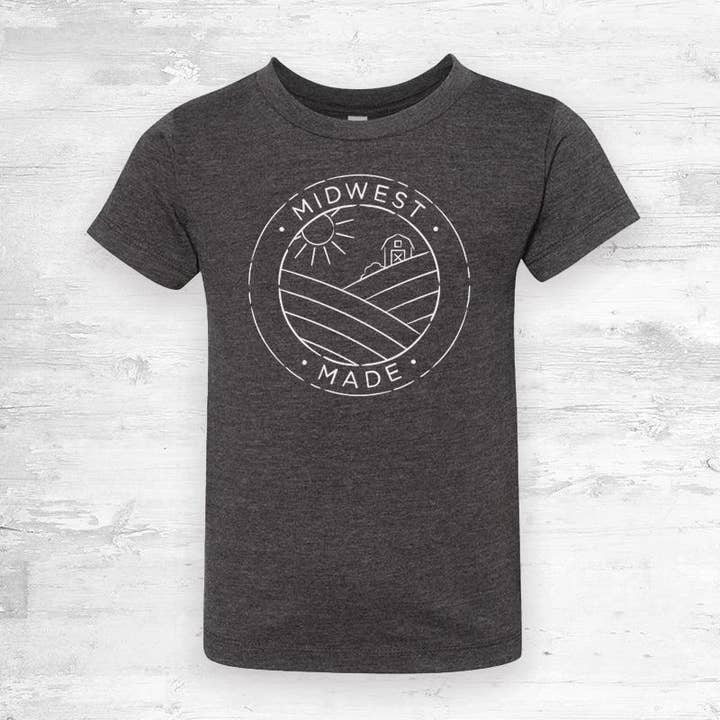Midwest Made Toddler Tee. Charcoal Black. for wholesale by Up North Boutique