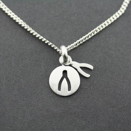 Makers & Providers - Wholesale Pendant/charm necklace - Wishbone Cut Out Pendant On 45cm Link Chain0
