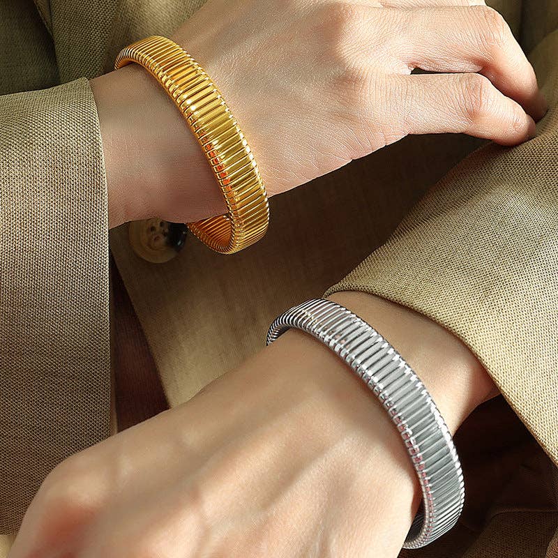 alberalkirk - Wholesale Bangle Bracelet - Titanium Steel Grooved Bangle Elastic Medical-Grade S5P2534