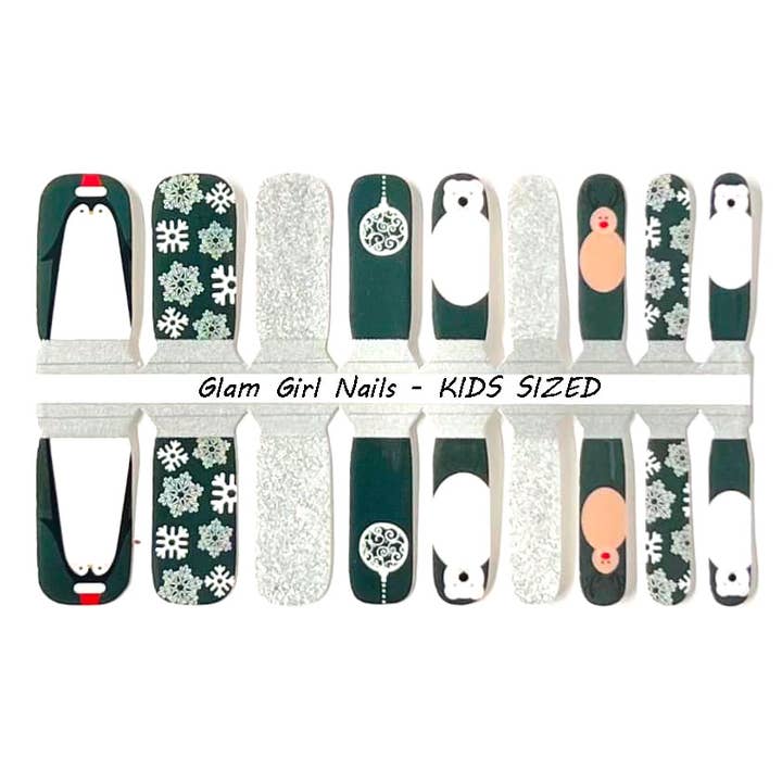 Julepingviner BØRN STØRRELSE Neglelakstrimler for engroshandel hos Glam Girl Nails