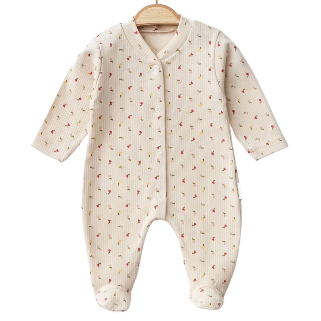 Himmelberg Baby - Wholesale Romper - Kids - Tulips Design Ribbed Romper  – Organic Cotton1