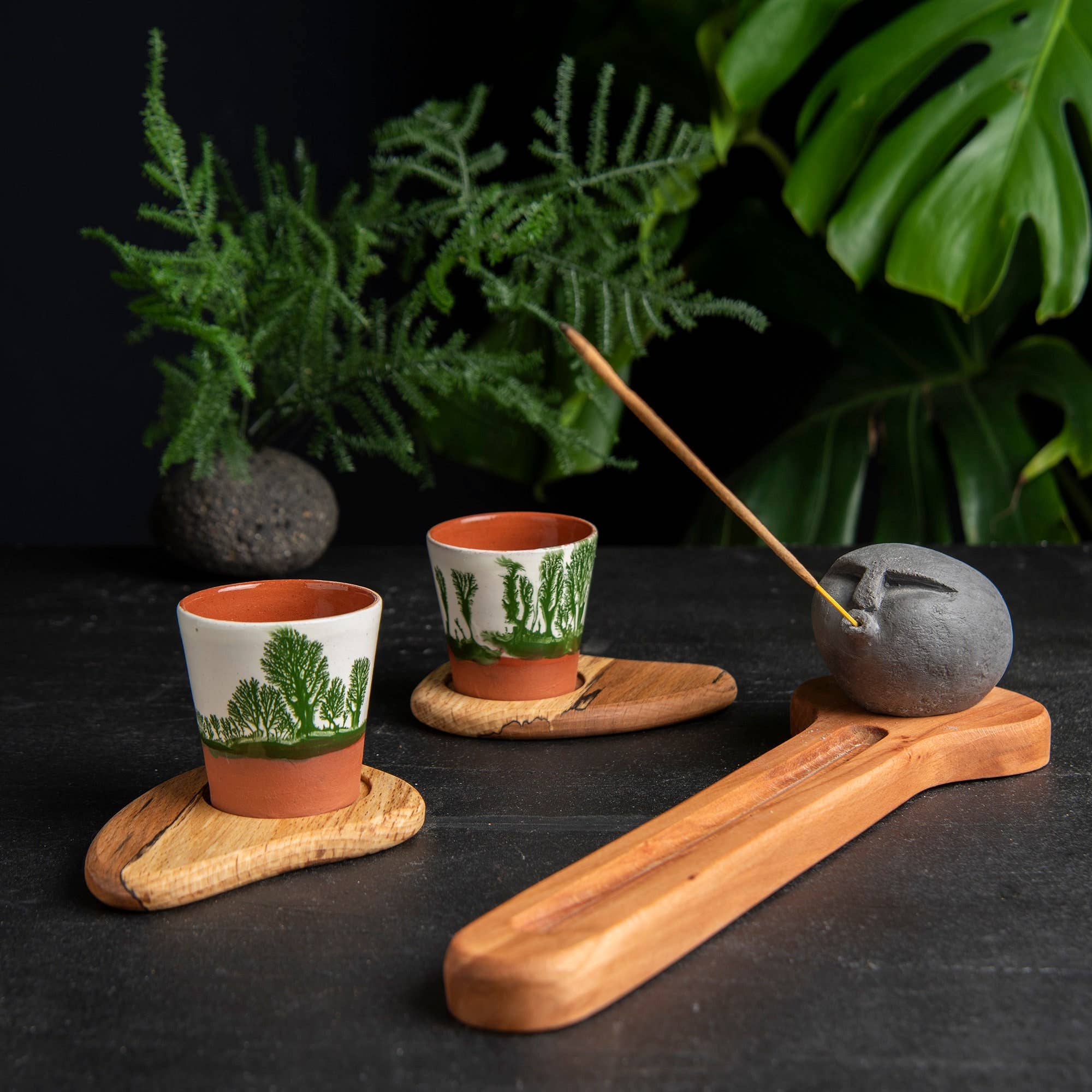 Troy Touch – Porta-incenso por atacado – Conjunto Ternário, Chávenas de Café Expresso em Cerâmica com Difusão de Mocha e Mãom8