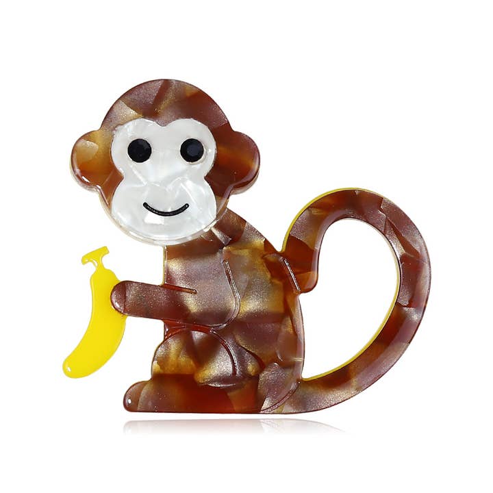 Ole - Wholesale Brooch - Monkey Shaped Acrylic Brooch Pin