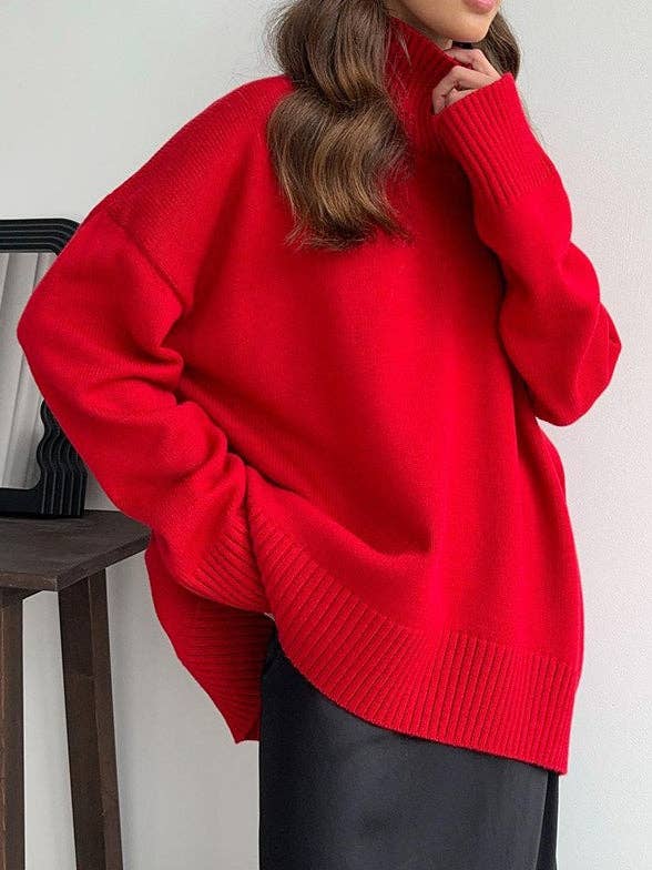 alberalkirk - Wholesale Knit Sweater - Women's - Solid High Neck Knit Sweater Women Multiple Colors N5A6019