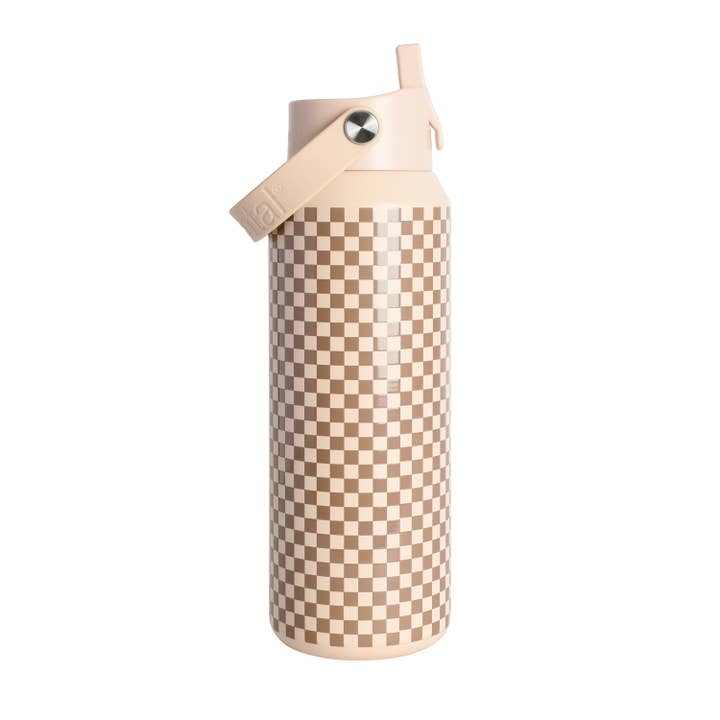 Elemental - Wholesale Water Bottle - Insulated Leakproof Bottle with Handle 40oz - Brown Check2