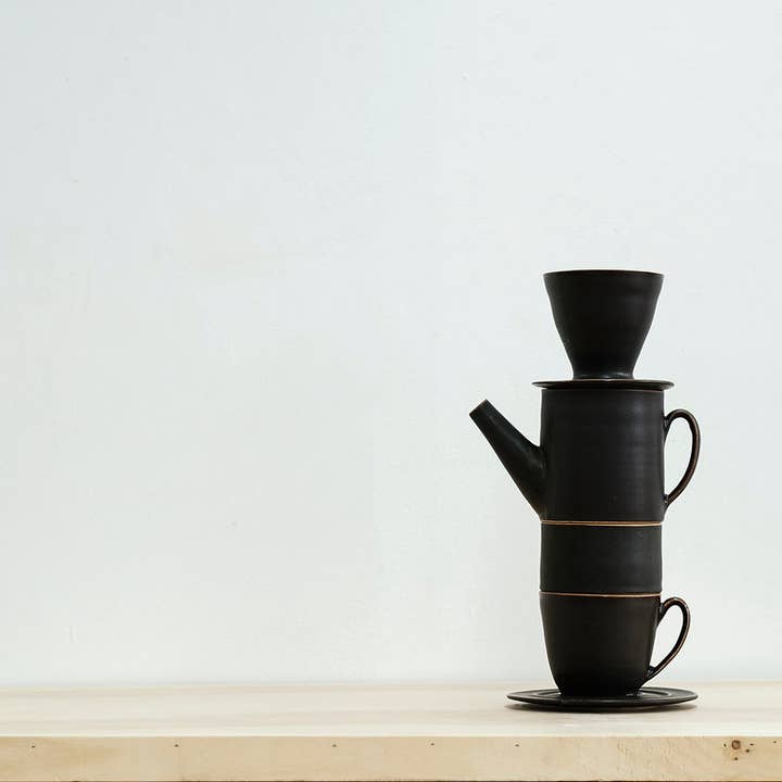 JordanBCeramics - Wholesale Pour Over & Dripper - Stacking Ceramics Black Matte Pour Over1