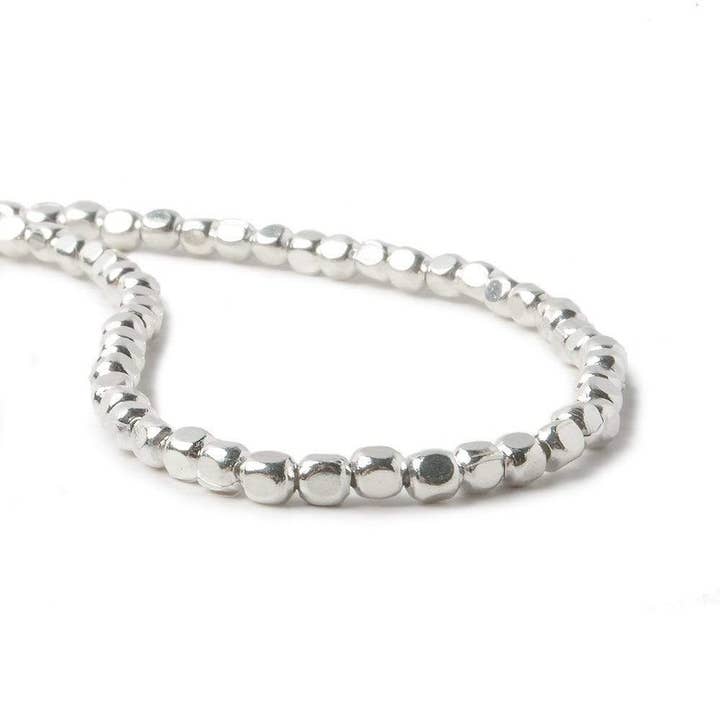 Beads of Cambay - Wholesale Beads - 3mm Sterling Silver Plain Cube 8 inch 65 beads2