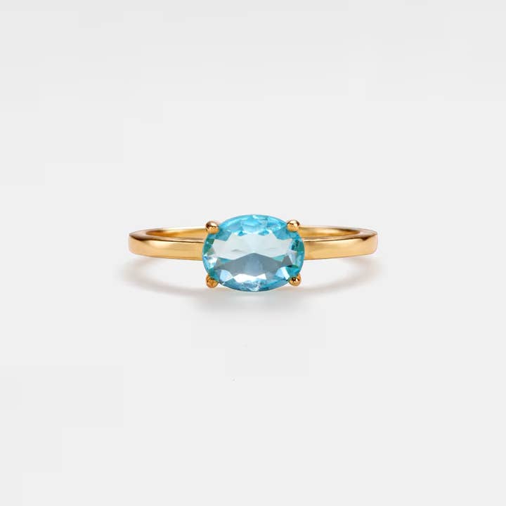 Custom Oval Birthstone Stacking Ring in 925 Sterling Silver for wholesale by Perimade & Co. LLC