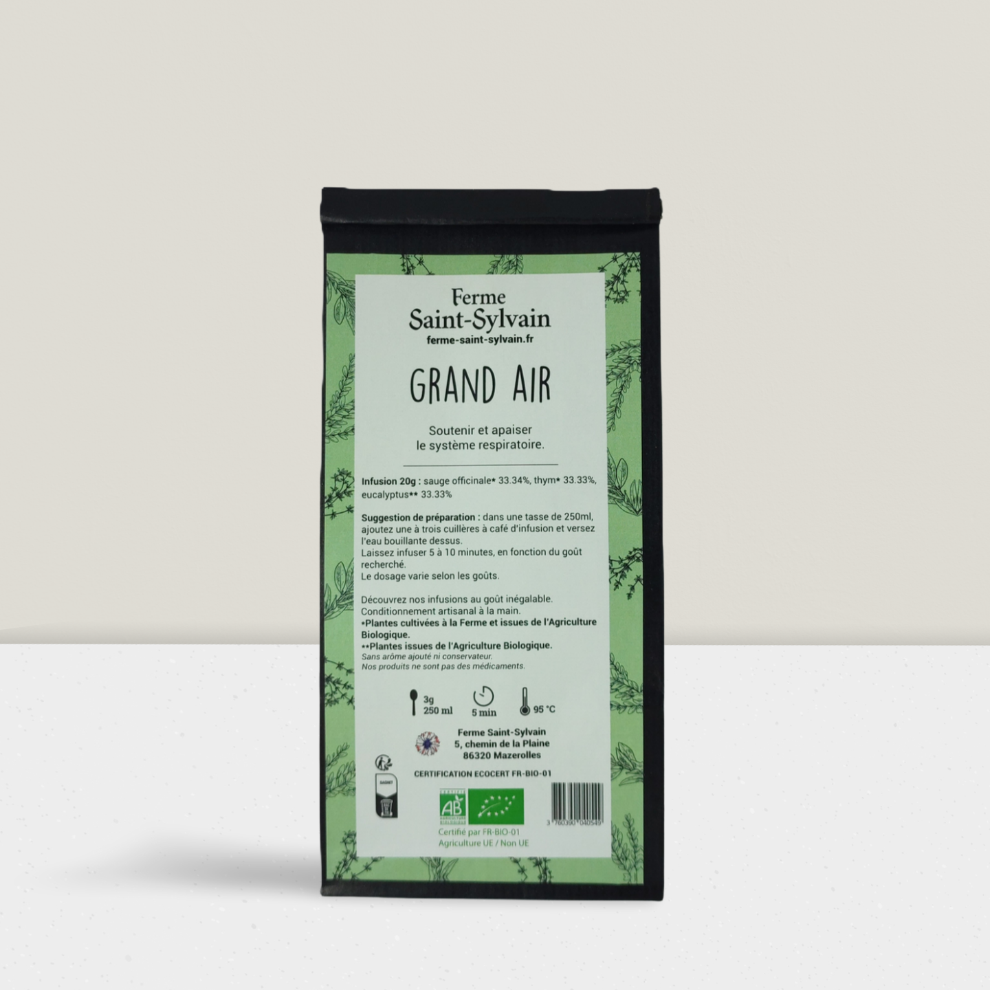 La Ferme Saint-Sylvain - Wholesale Health/Detox Tea - Grand Air - Organic Herbal Tea 20g0