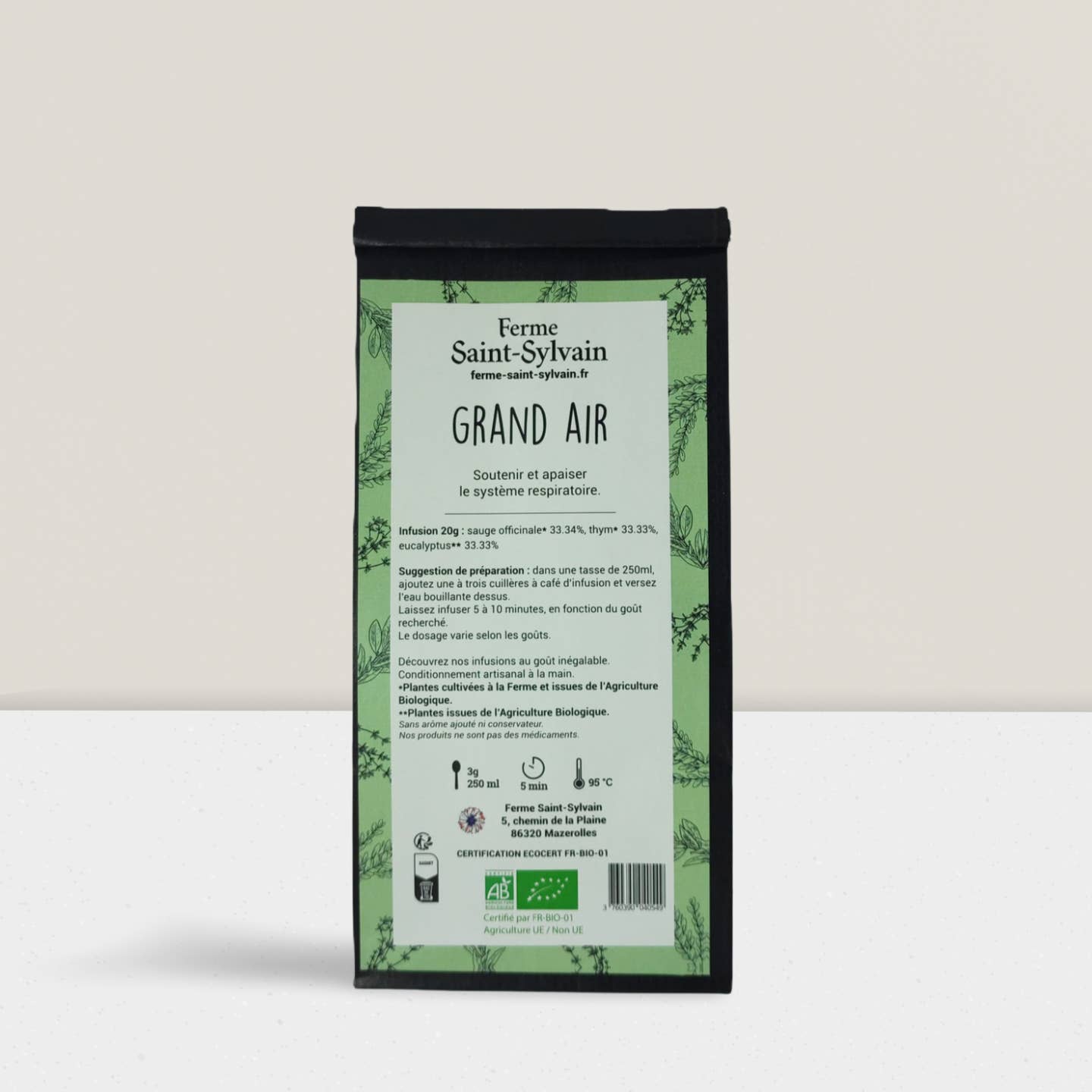 La Ferme Saint-Sylvain - Wholesale Health/Detox Tea - Grand Air - Organic Herbal Tea 20g