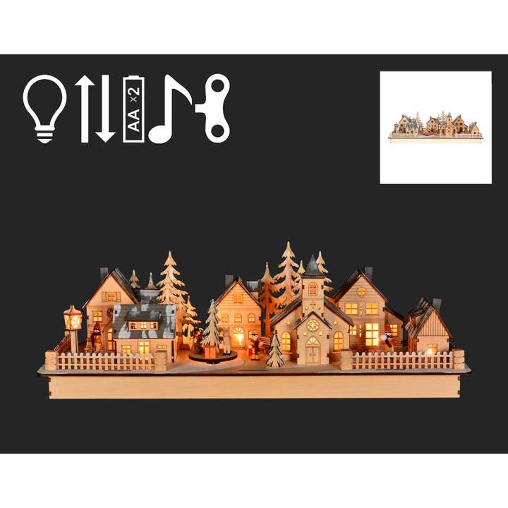 Christmas Tradition - Wholesale Christmas Decoration - 8.5x24" Laser Cut Village w/LED Lights