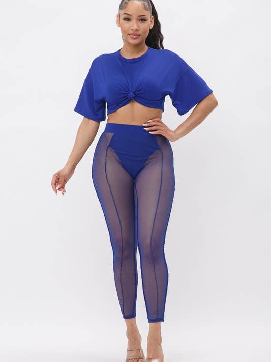 Leggingset met croptop en gestikte leggingset in gecombineerde kleuren voor wholesale door Belita Collection