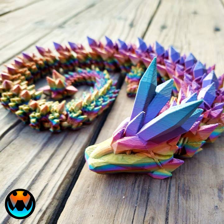 Great American Designs - Wholesale Fidget Toy - Kids - Articulating Crystal Dragon, 3D Printed, Fidget Toy