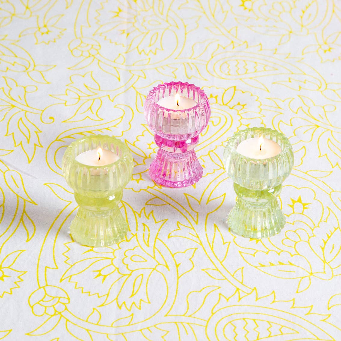Talking Tables EU - Wholesale Candle Holder - Small Yellow Glass Candle Holder | Home Décor |6