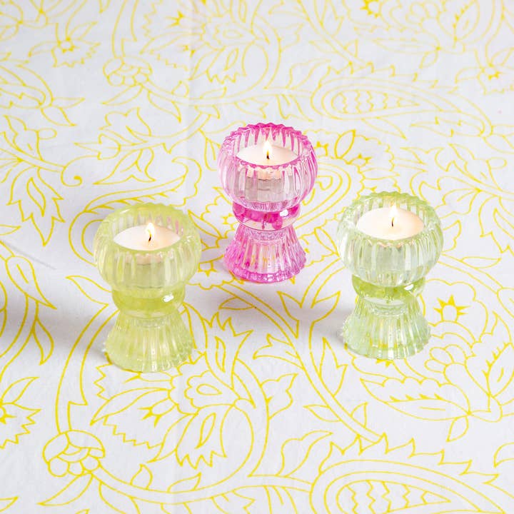 Talking Tables EU - Wholesale Candle Holder - Small Yellow Glass Candle Holder | Home Décor |6