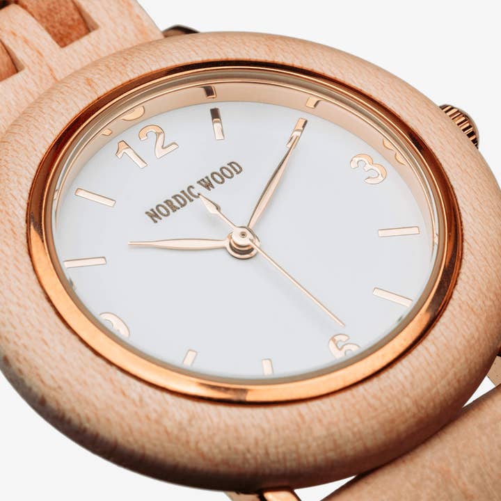 Nordic Wood – Engroshandel Armbåndsur - Dame – Dame Træ Ur - Klassisk Hvid