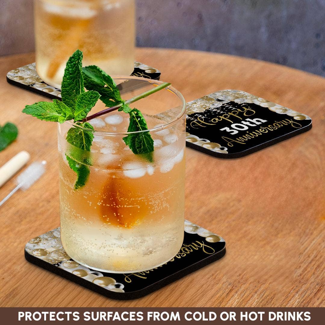 3dRose - Wholesale Coasters - 3dRose, Happy 30th Anniversary Glam Image Of Gold Balloons, Coaster9