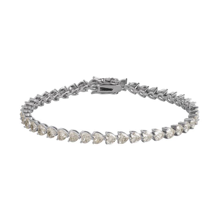 Heart Tennis Bracelet Sterling Silver for wholesale by Spero London
