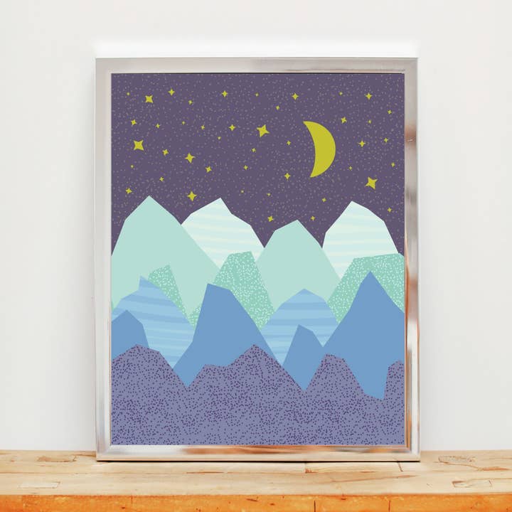 Starry Mountain Peaks - Landscape Art Print for wholesale by Majestik Magnolia
