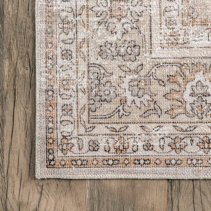 Beige Deadra Vintage Floral Machine Washable Area Rug for wholesale on Faire