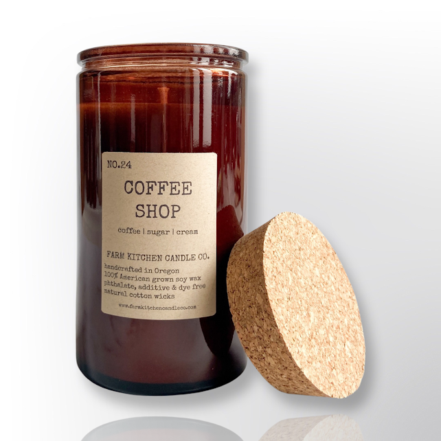 Farm Kitchen Candle Co. - Vendita all'ingrosso Candela in vasetto - Candela di soia Coffee Shop | Amber Apothecary | Grande- 14,5 oz.1