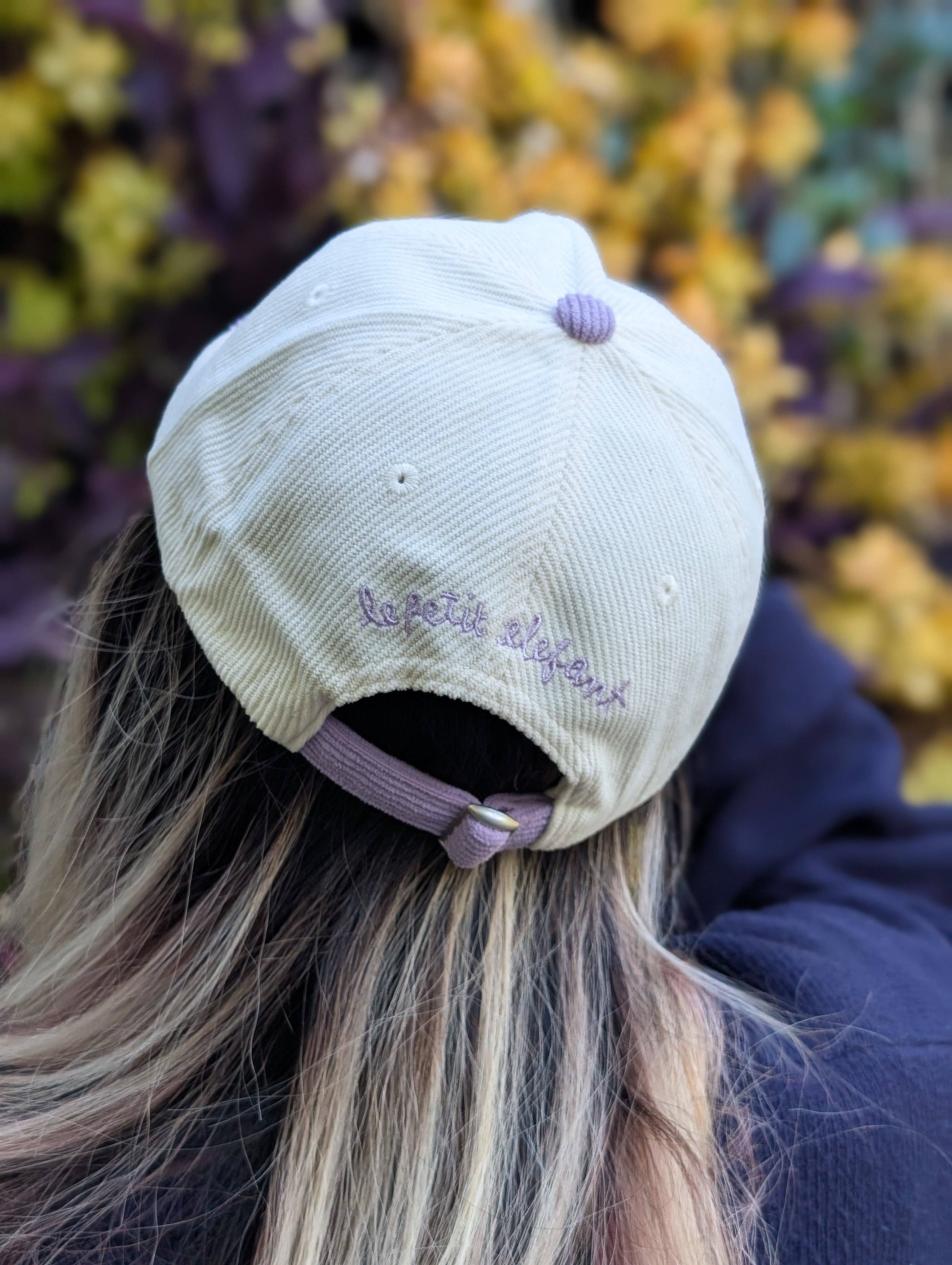 Le Petit Elefant - Vente Casquette de baseball – femme - Casquette de baseball en velours côtelé brodée Ube Bae2
