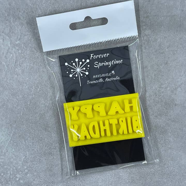 Birthday HAPPY BIRTHDAY 'A' Embosser Stamp for Fondant / Polymer Clay / Clay / Plasticine for wholesale by Forever Springtime